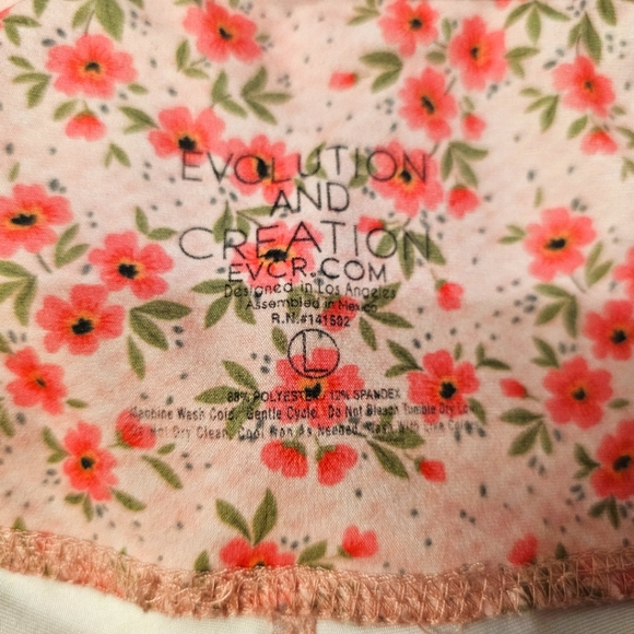 Evolution And Creation Floral Pink Leggings Size Large With Pockets - Picture 2 of 5